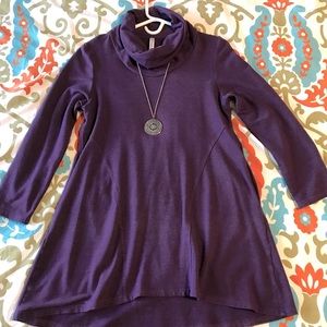 Gilmore cowl neck tunic in deep eggplant purple